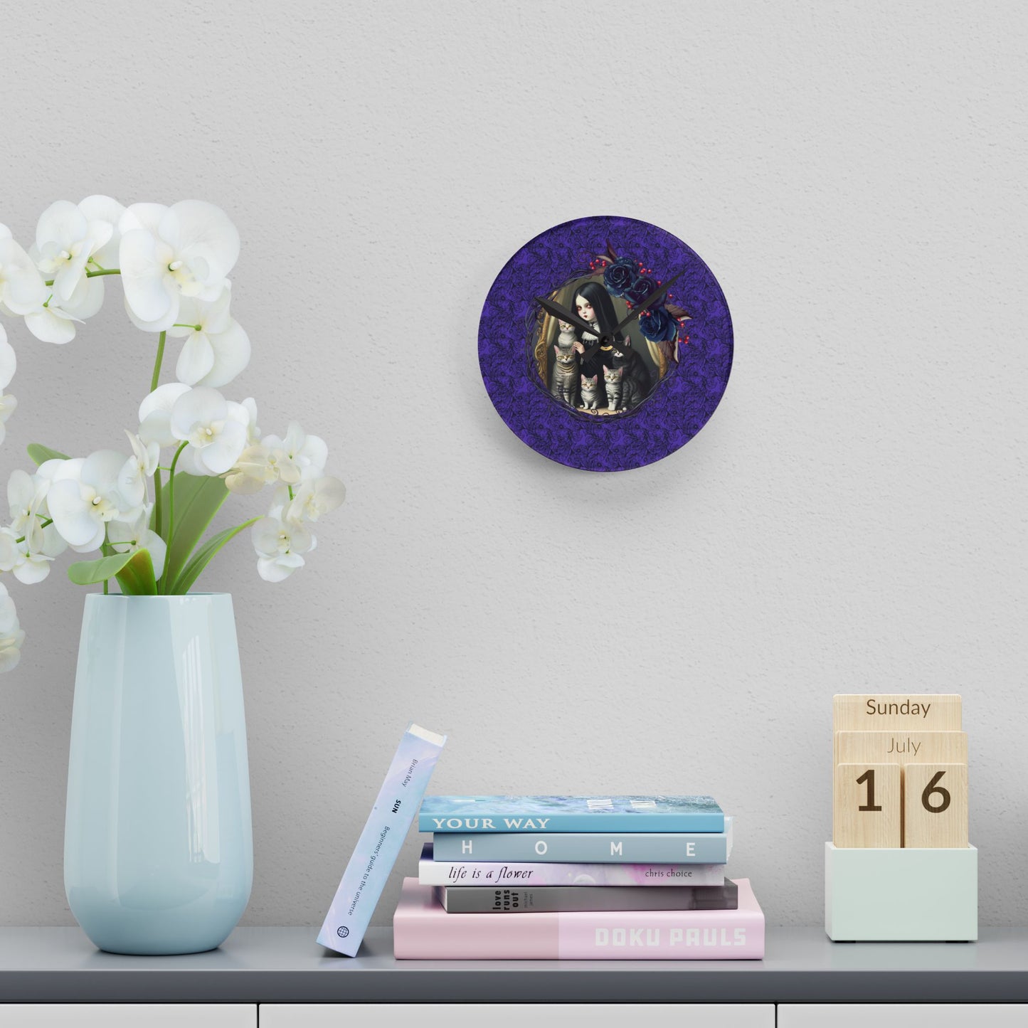 Wickham Family Portrait Acrylic Wall Clock by laurameghan