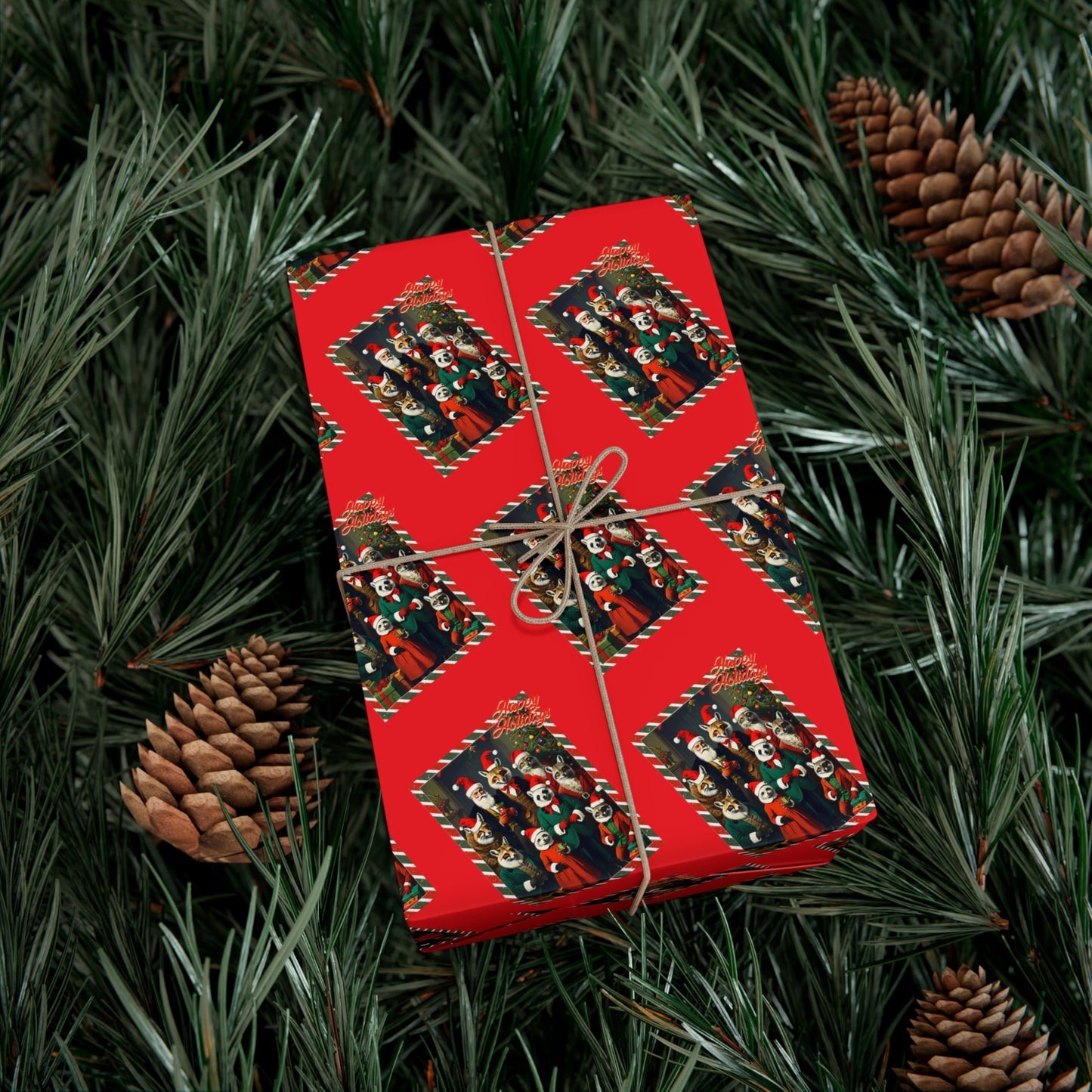 Happy Foxy Holiday Cards Wrapping Paper by laurameghan