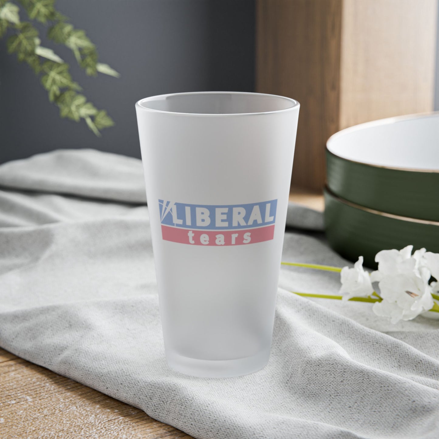 Liberal Tears Frosted Pint Glass, 16oz by Damion