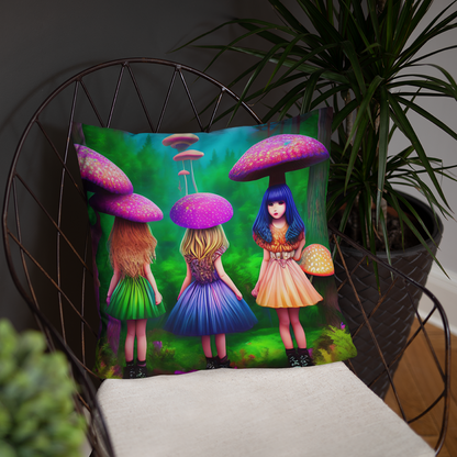 Psychedelic Forest Friends Basic Pillow by laurameghan