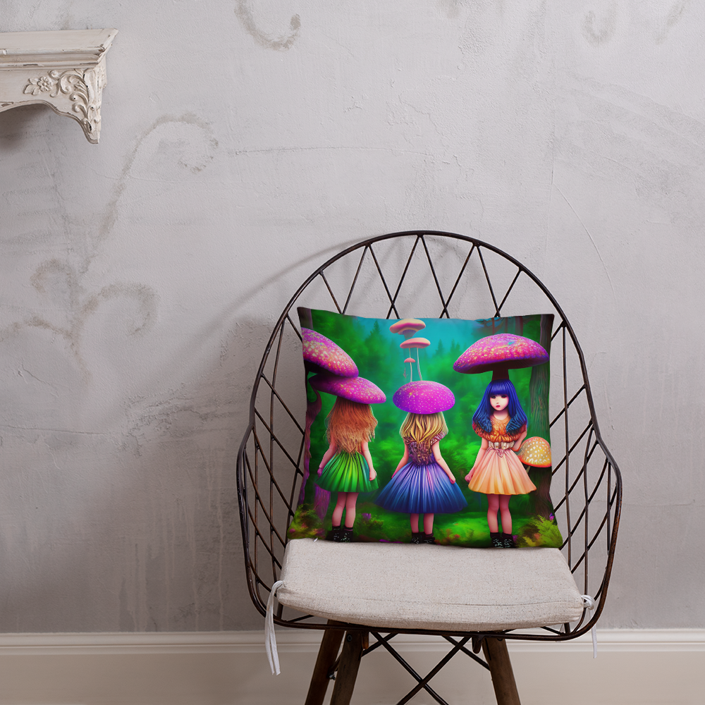 Psychedelic Forest Friends Basic Pillow by laurameghan