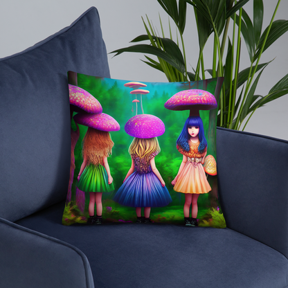 Psychedelic Forest Friends Basic Pillow by laurameghan