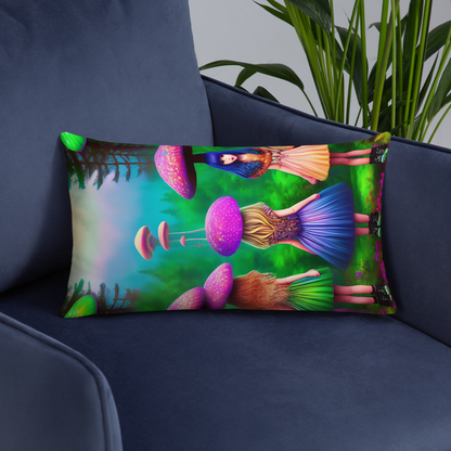 Psychedelic Forest Friends Basic Pillow by laurameghan