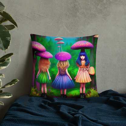 Psychedelic Forest Friends Basic Pillow by laurameghan