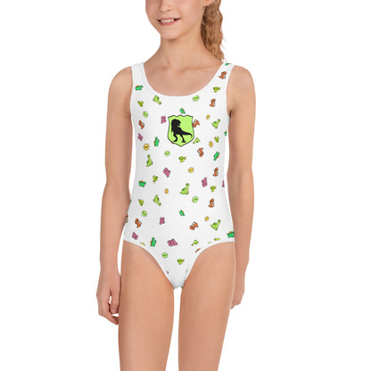 Dastardly Dino All-Over Print Kids Swimsuit by laurameghan