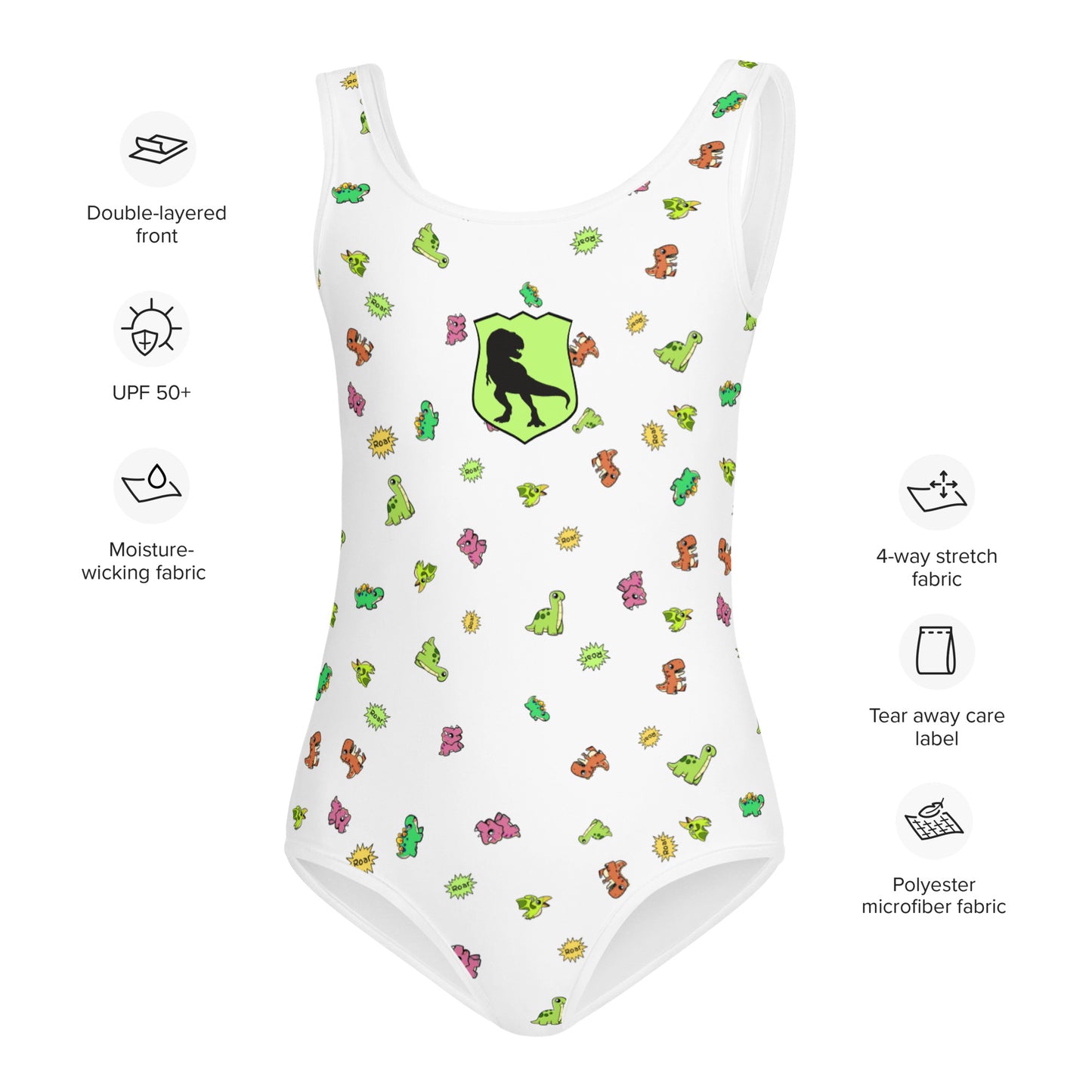 Dastardly Dino All-Over Print Kids Swimsuit by laurameghan