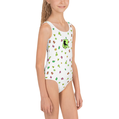 Dastardly Dino All-Over Print Kids Swimsuit by laurameghan