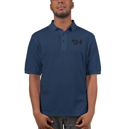 Florida Wildlife Logo in Black Embroidered Men's Premium Polo by Crystalyn