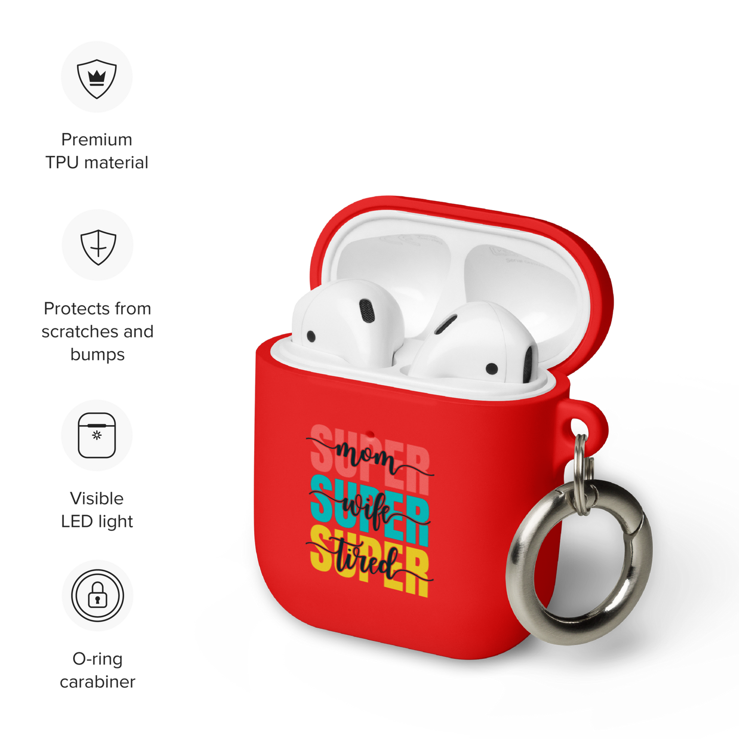 Super Tired Mom Rubber Case for AirPods® by laurameghan