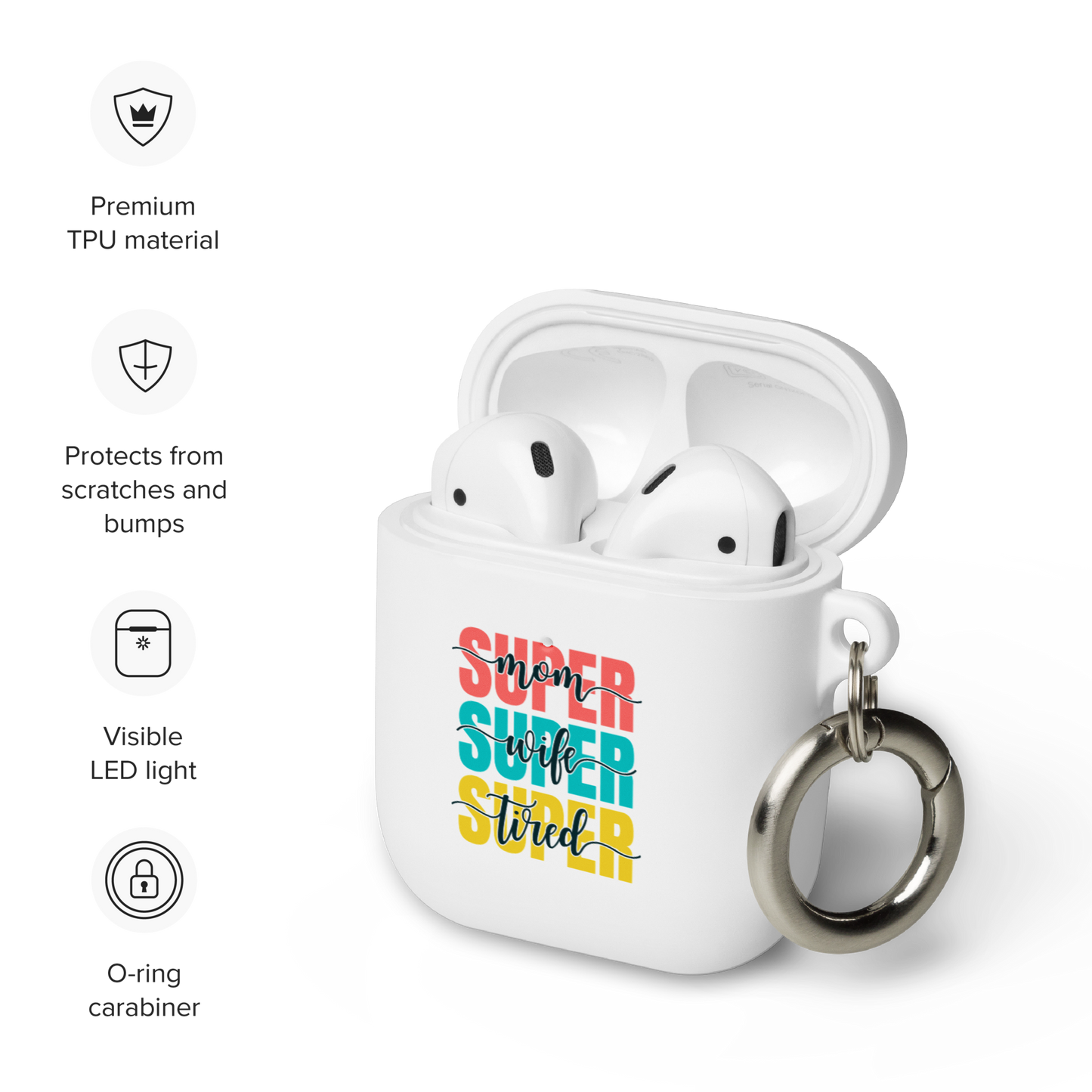 Super Tired Mom Rubber Case for AirPods® by laurameghan